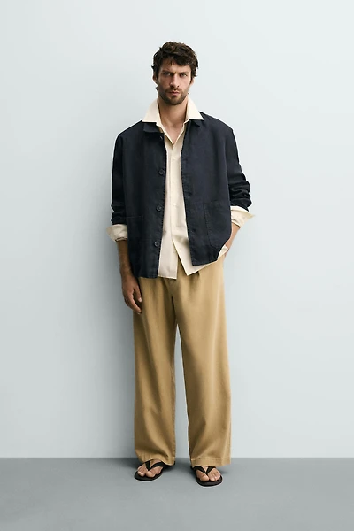 100% LINEN REGULAR FIT OVERSHIRT