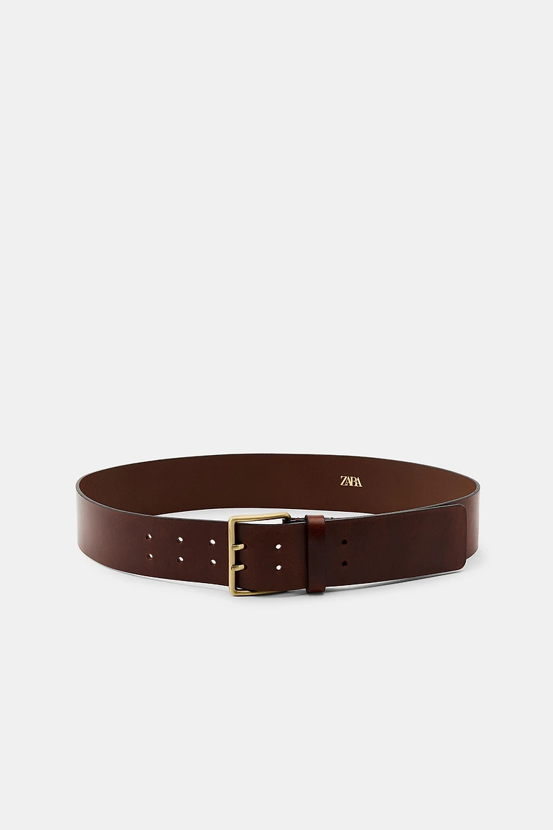 LEATHER BELT WITH SQUARE BUCKLE