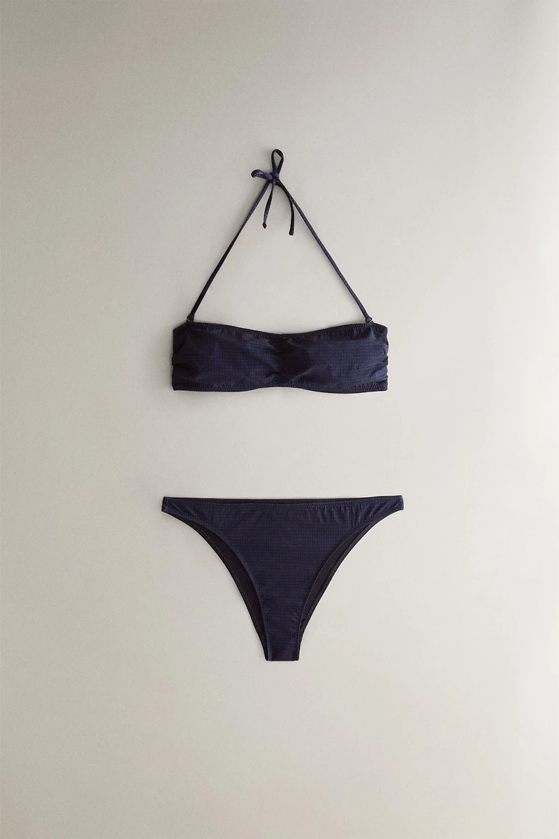 GINGHAM BANDEAU BEACH BIKINI TOP