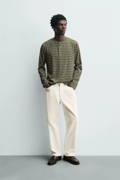 STRIPED HENLEY T-SHIRT