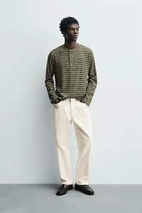 STRIPED HENLEY T-SHIRT