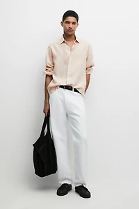 Chemise à rayures regular fit 100 % lin