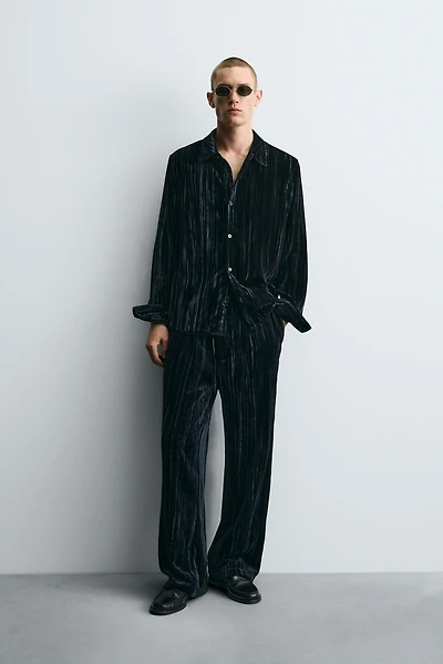 PLEATED VELVET OVERSHIRT