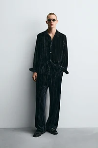 PLEATED VELVET OVERSHIRT