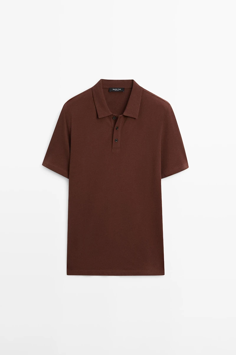 Polo micro-texturé en coton mélangé