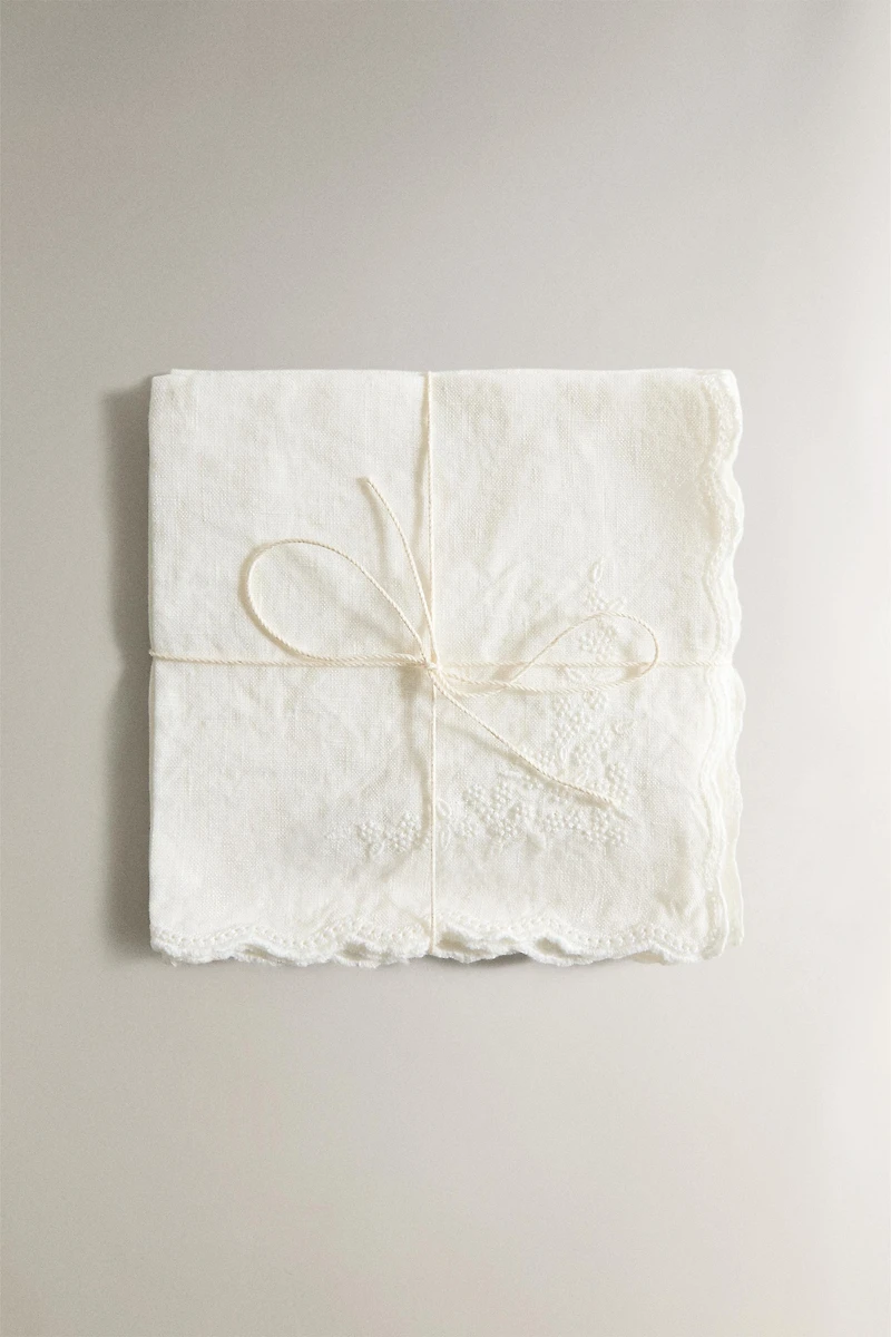PACK OF EMBROIDERED FADED LINEN HAND TOWELS (PACK OF 2)