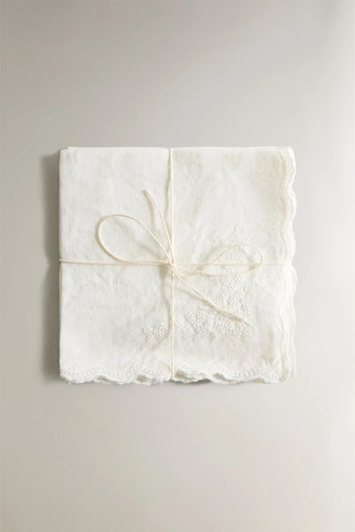 PACK OF EMBROIDERED FADED LINEN HAND TOWELS (PACK OF 2)
