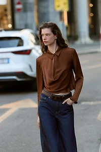 FLOWY SATIN EFFECT SHIRT