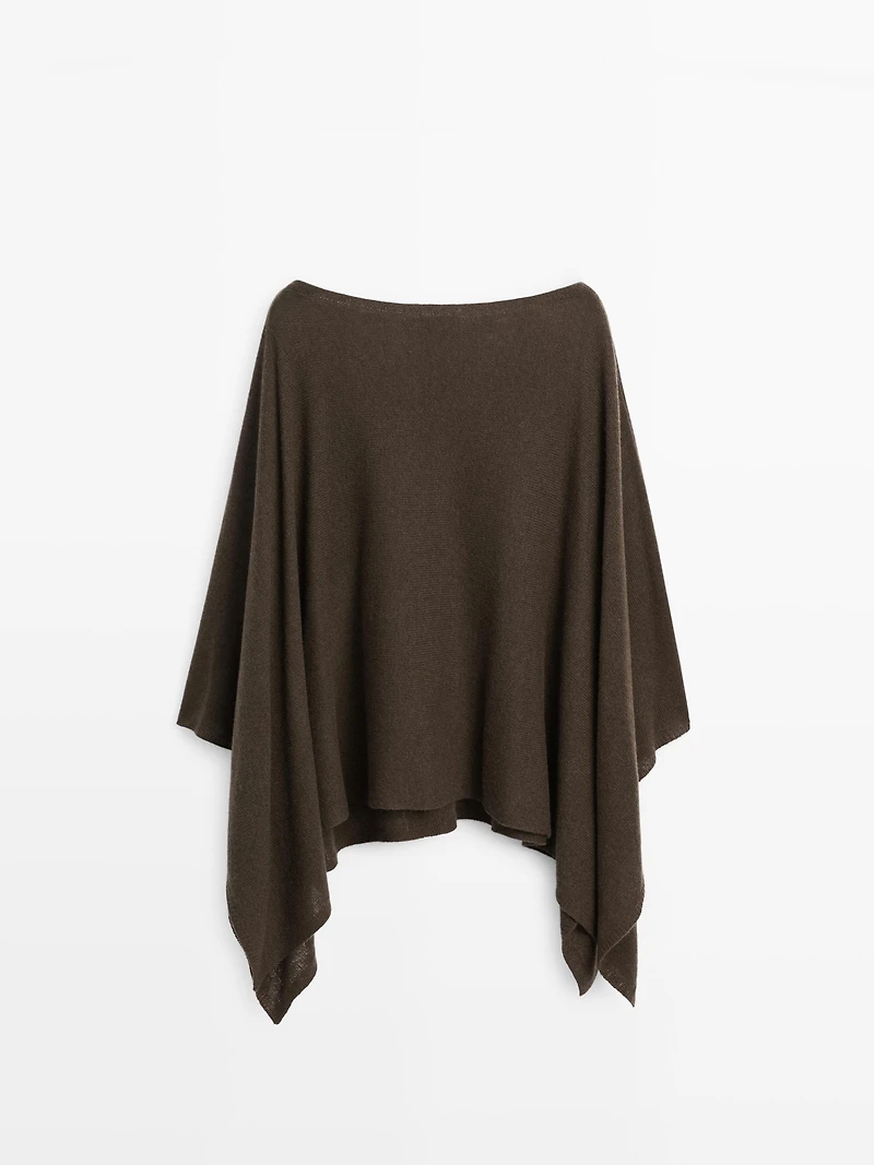 100% wool asymmetric knit cape