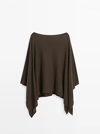 100% wool asymmetric knit cape