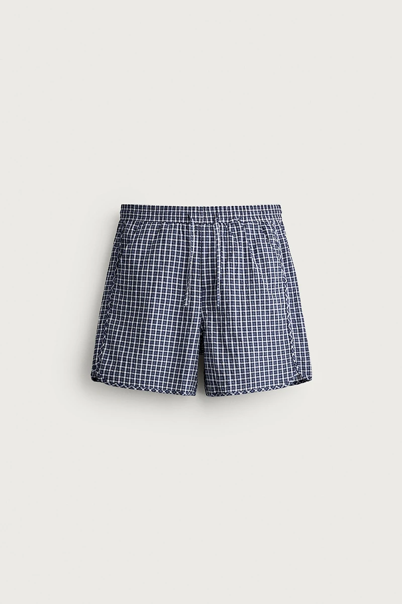 TEXTURED CHECK SHORTS