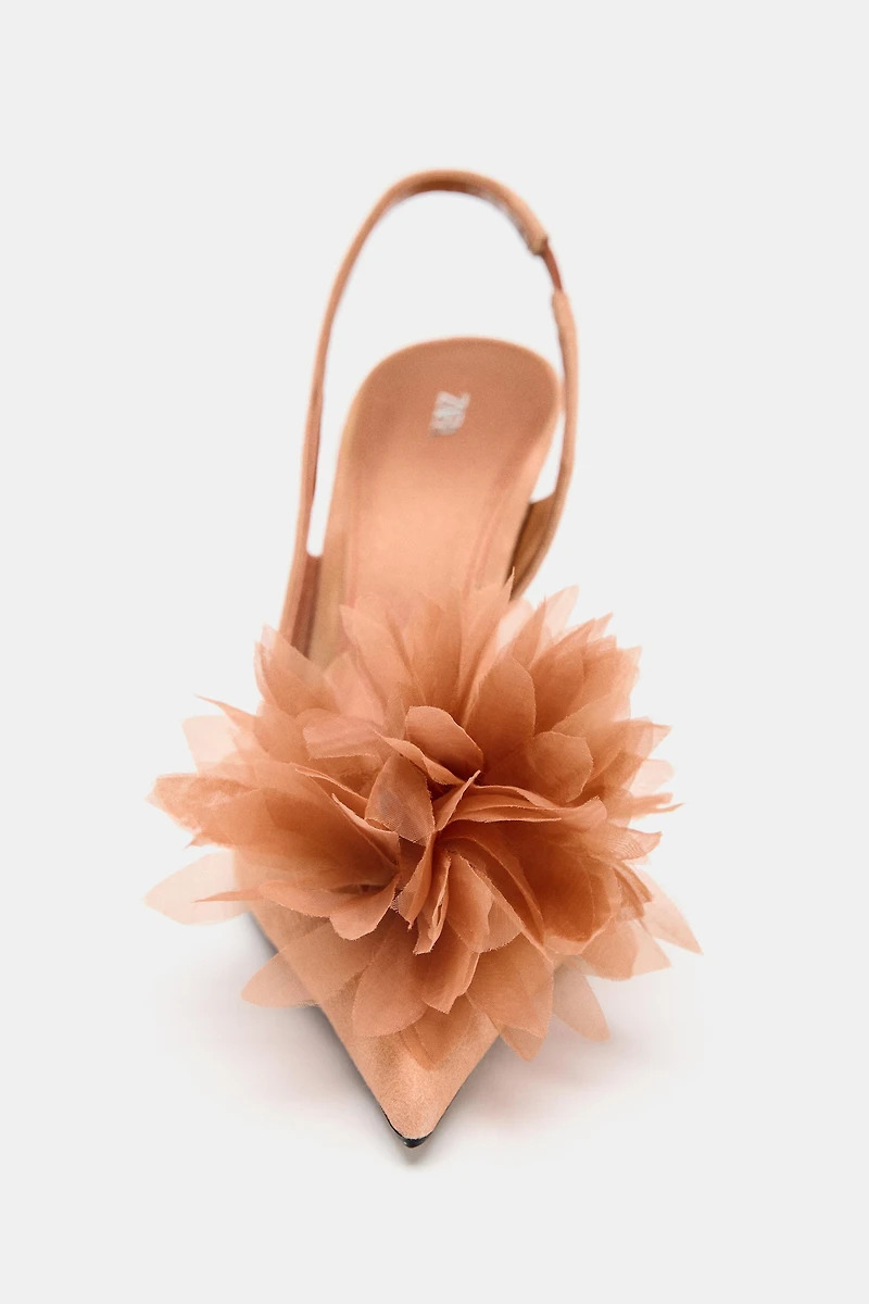 FLORAL SUEDE SLINGBACK HEELS