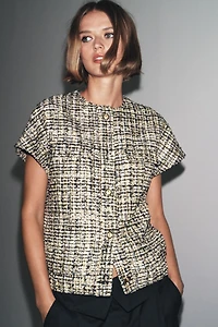 TEXTURED BUTTON VEST ZW COLLECTION