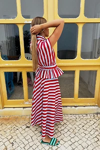 STRIPED CAPE MIDI SKIRT