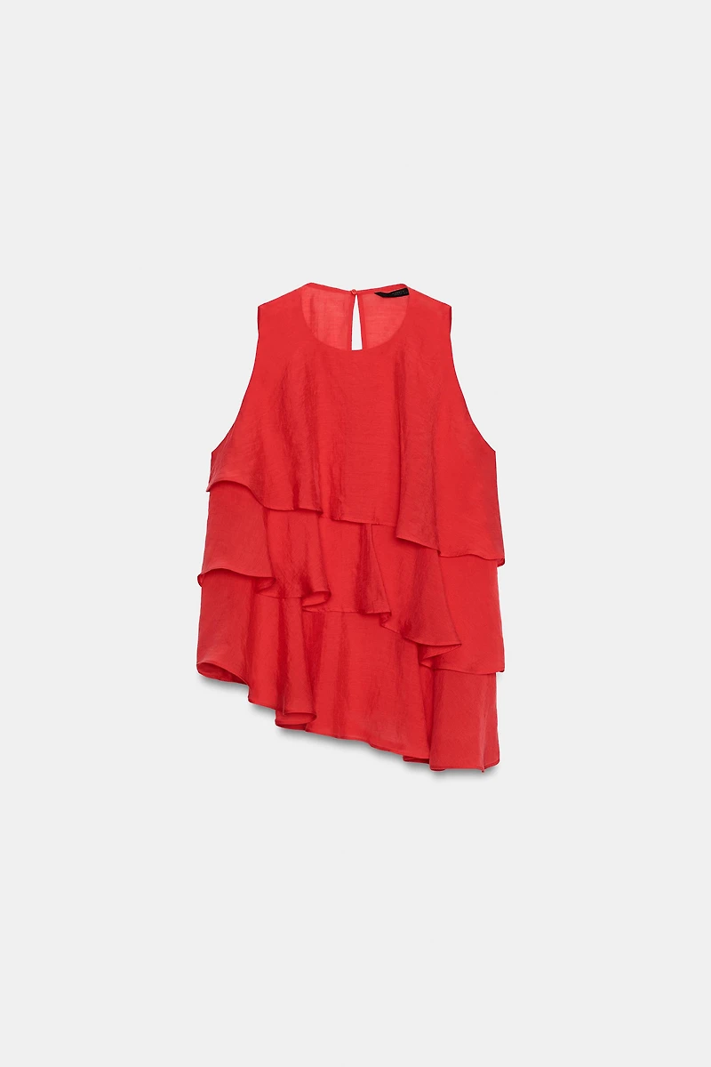 ASYMMETRIC RUFFLED TOP