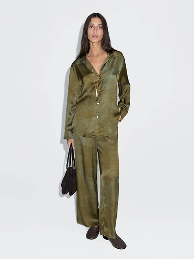 Printed flowing wide-leg trousers