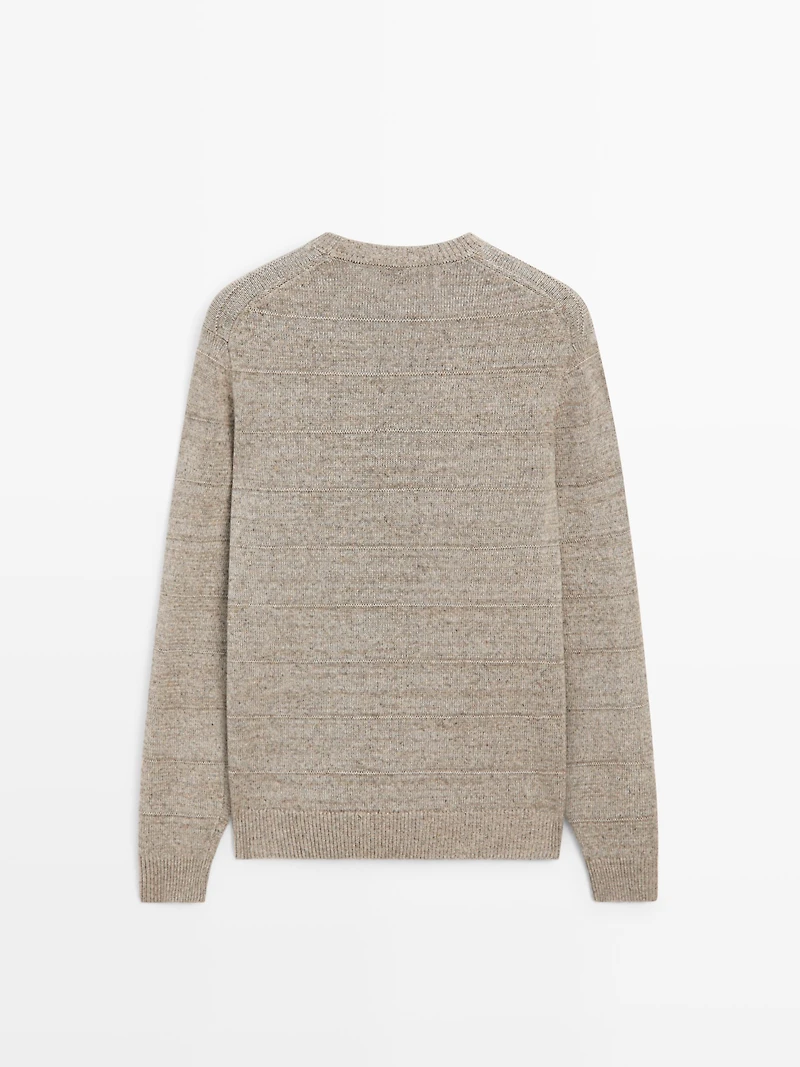 Striped knit crew neck sweater