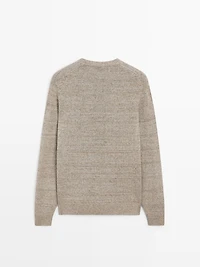 Striped knit crew neck sweater