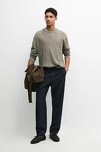 Linen trousers with striped detail