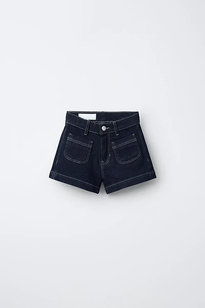 BERMUDA EN DENIM STRETCH À POCHES