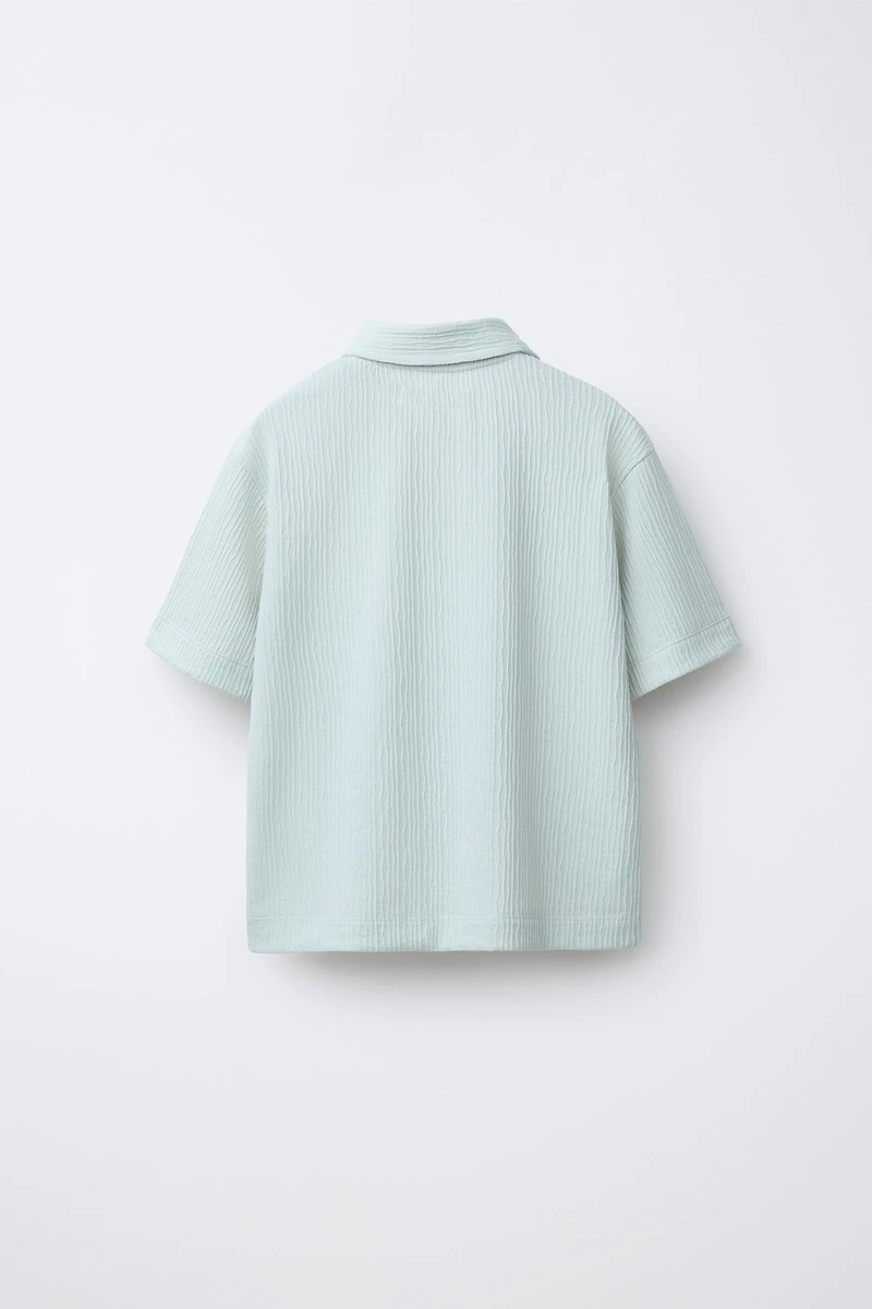TEXTURED POLO SHIRT AND BERMUDA SHORTS SET