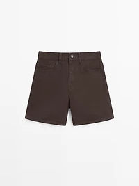 Mid-rise denim shorts