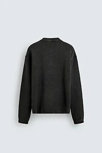 STRUCTURED HENLEY SWEATSHIRT