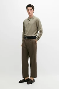 Cotton knit polo sweater