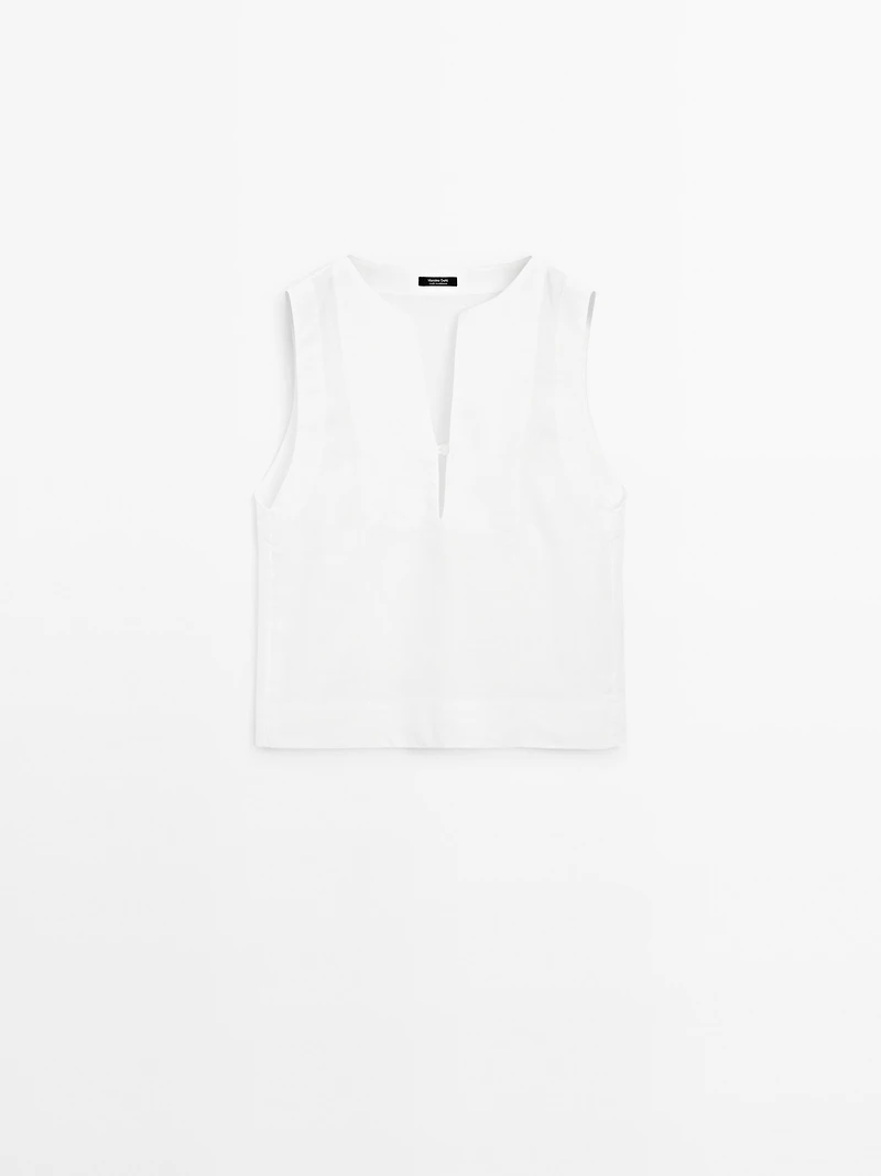 100% linen blouse with seam details