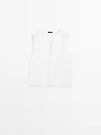 100% linen blouse with seam details