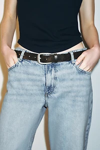 CRACKLED EFFECT 100% LEATHER BELT