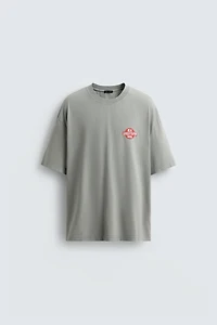 WASHED T-SHIRT WITH COMBINED PRINT