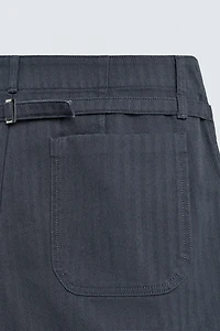 HERRINGBONE TEXTURED COTTON SHORTS