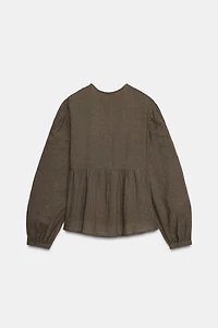 EMBROIDERED BIB BLOUSE