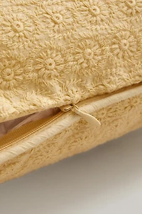 FLORAL EMBROIDERED THROW PILLOW COVER
