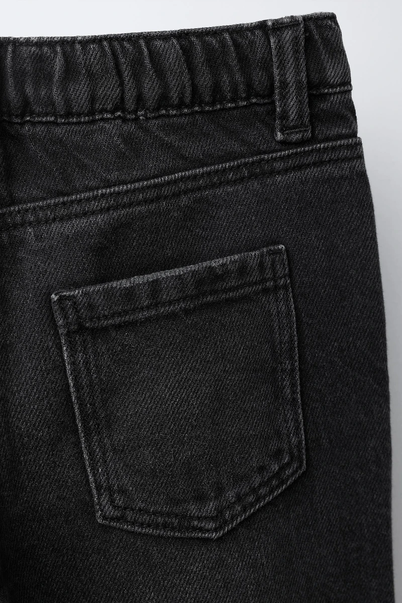 CROSSOVER WAIST WIDE LEG JEANS