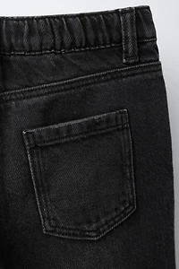 CROSSOVER WAIST WIDE LEG JEANS