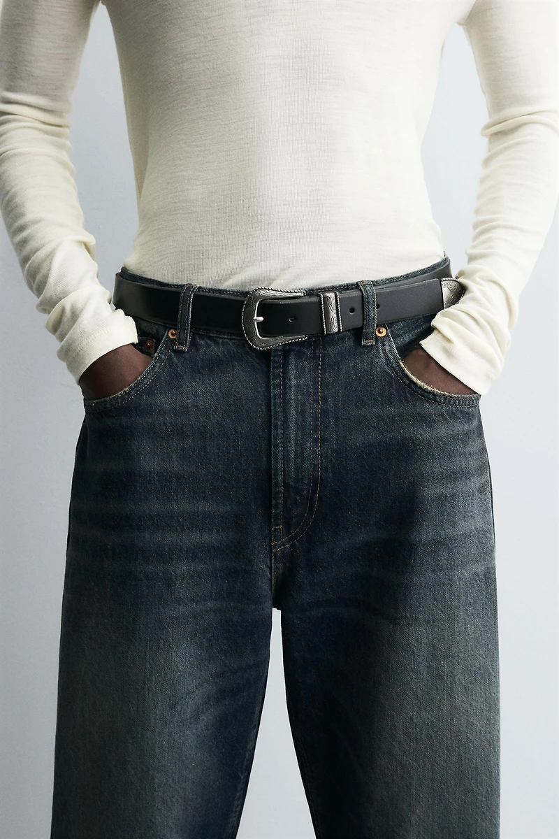 VINTAGE EFFECT LEATHER BELT