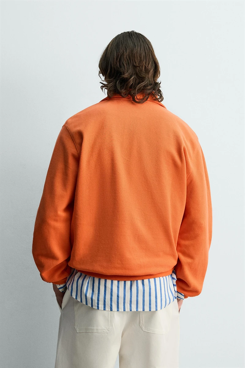 PIQUÉ QUARTER-ZIP SWEATSHIRT