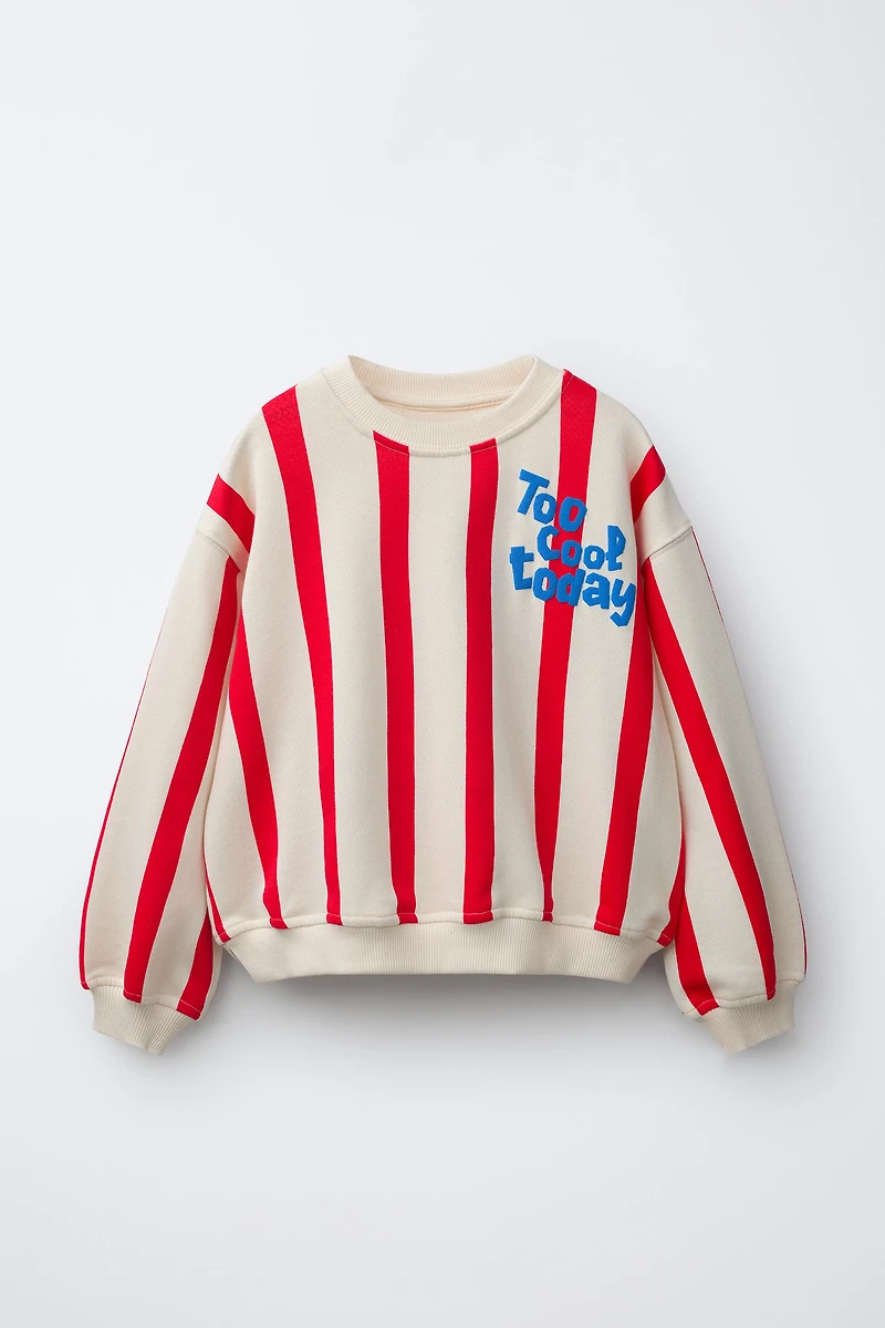 STRIPED SWEATSHIRT WITH RAISED TEXT