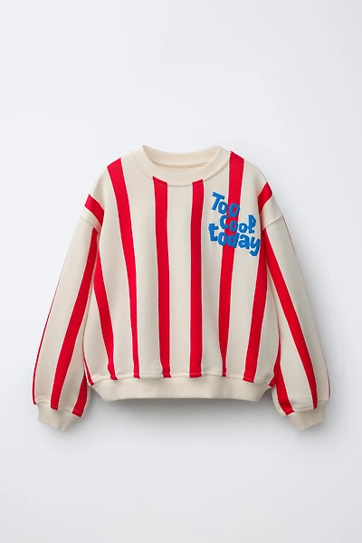 STRIPED SWEATSHIRT WITH RAISED TEXT