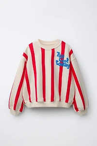 STRIPED SWEATSHIRT WITH RAISED TEXT