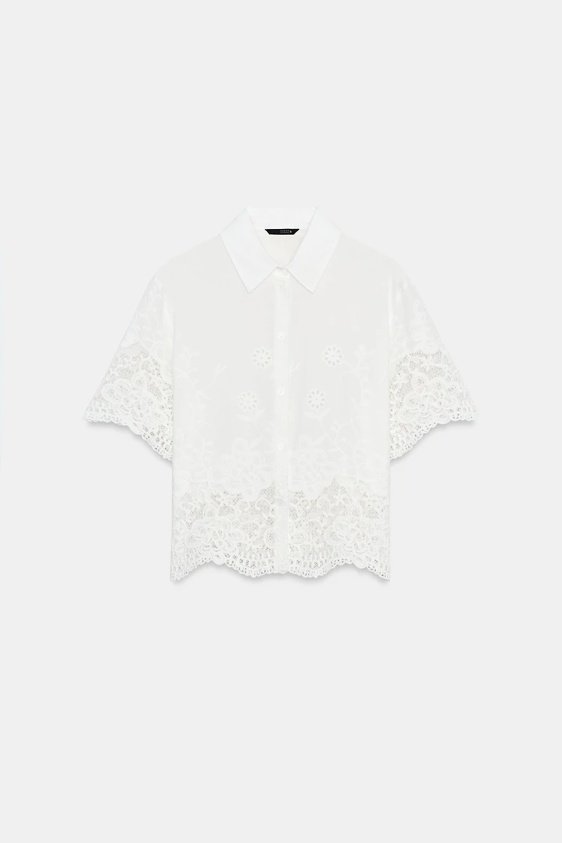 EMBROIDERED EYELET SHIRT