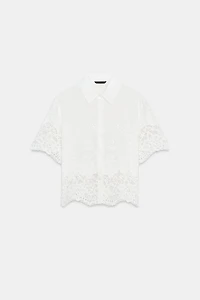 EMBROIDERED EYELET SHIRT