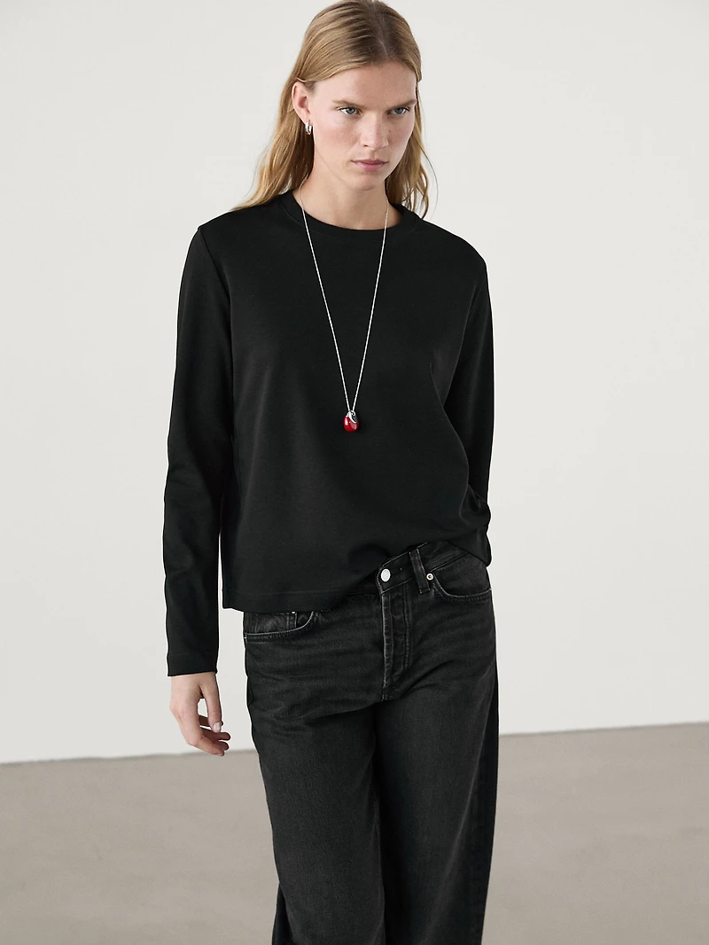100% cotton interlock long sleeve T-shirt