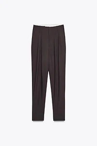 PLEATED PANTS WITH BUTTON HEM
