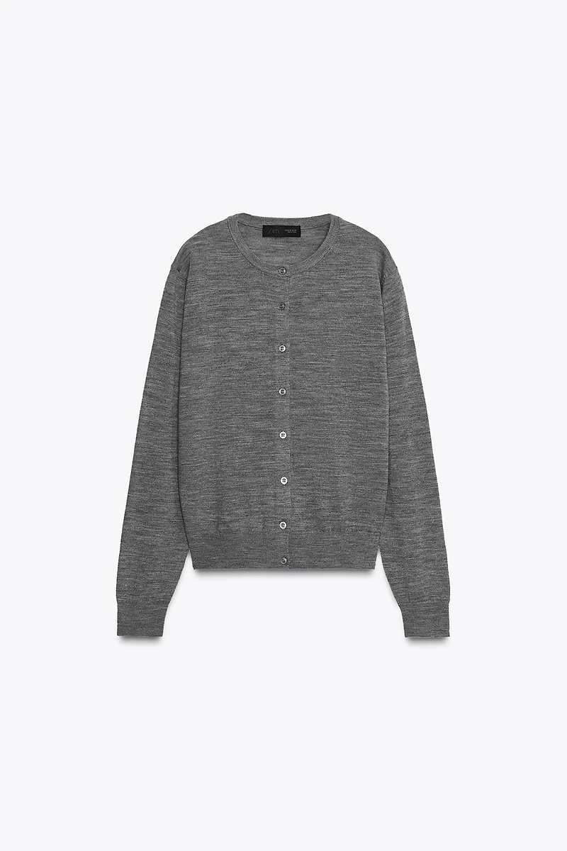 100% WOOL PLAIN KNIT JACKET