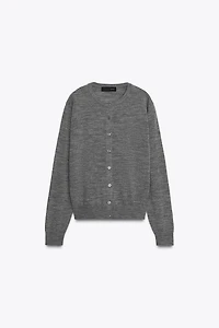 100% WOOL PLAIN KNIT JACKET