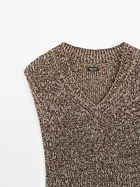 Mouliné cotton V-neck top