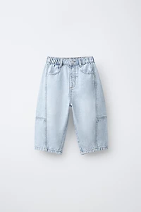 SEAMED CANVAS BARREL JEANS